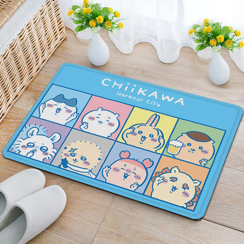 Home Goods Bathroom Mats - Anime Chiikawas Flannel Carpets Anime Anti-slip