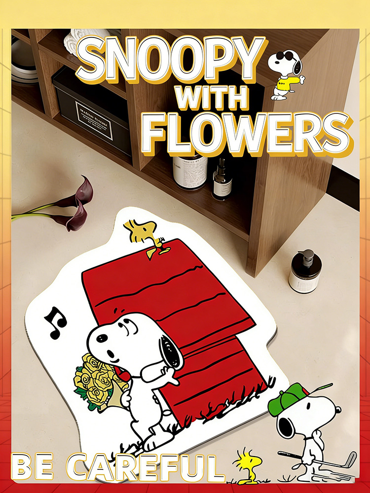 Home Goods Bathroom Mats - Lovely Snoopy Cartoon Floor Mat Home