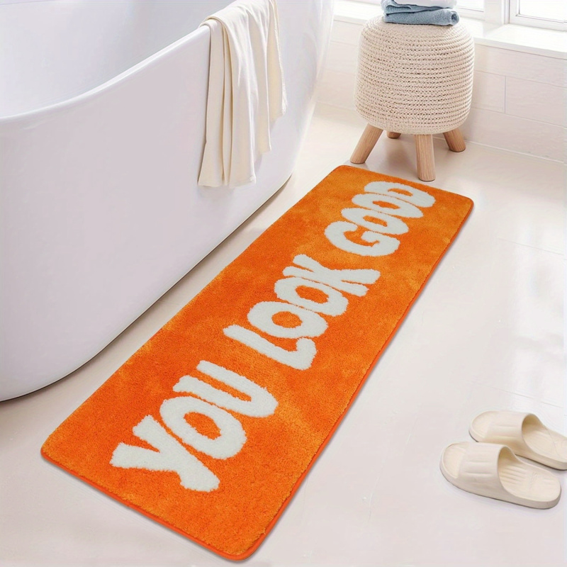 Home Goods Bathroom Rugs - VIKAMA Orange Motivational Slogan Rug ‘YOU