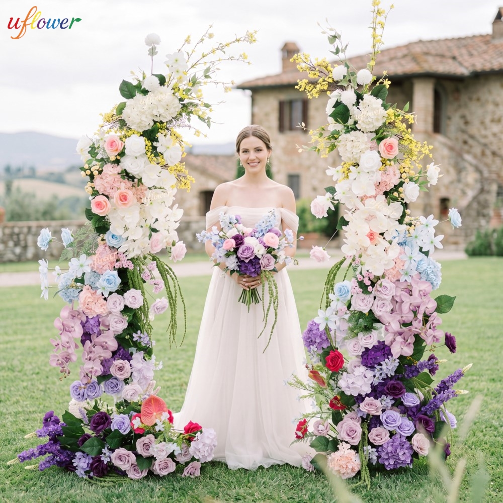 Home Bathroom Set - Elegant Multicolor Silk Flower Arch Kit