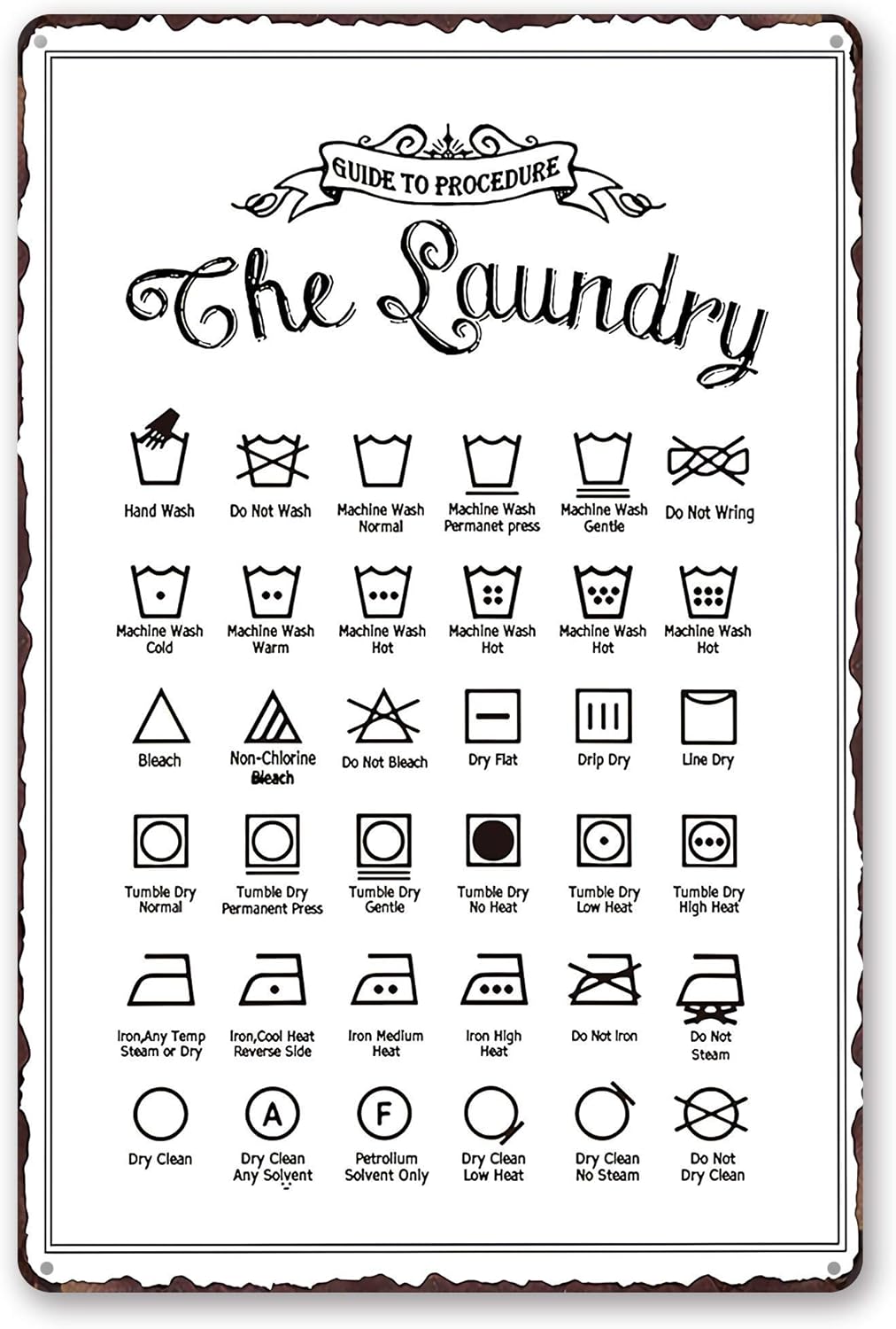 Home Bathroom Toilet - c1,Tin Sign Vintage Laundry Order Guide
