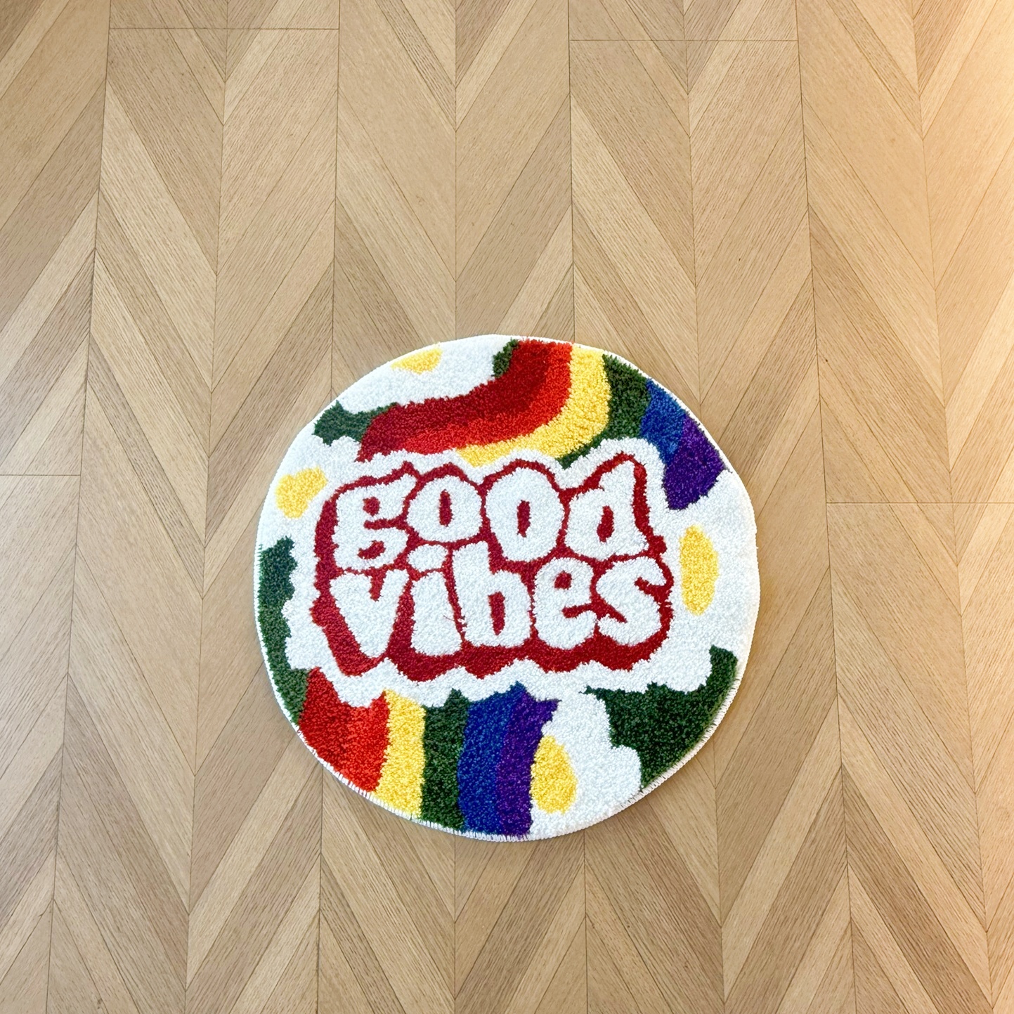 Home Goods Bathroom Rugs - Good Vibes Rainbow Tufted Rug, Soft