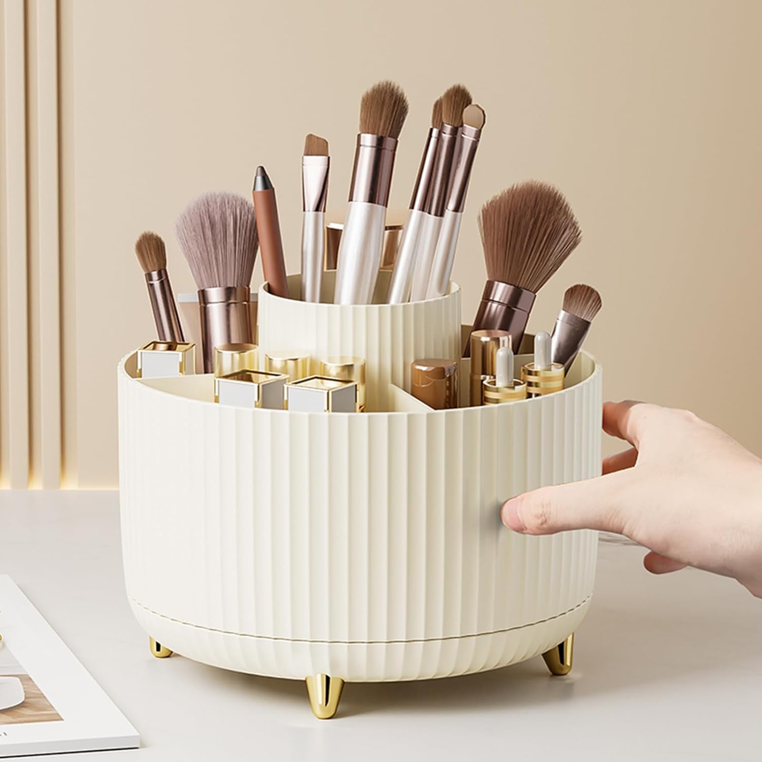 Home Goods Bathroom Storage - 360° Rotating Makeup Cosmetic Storage Organizer