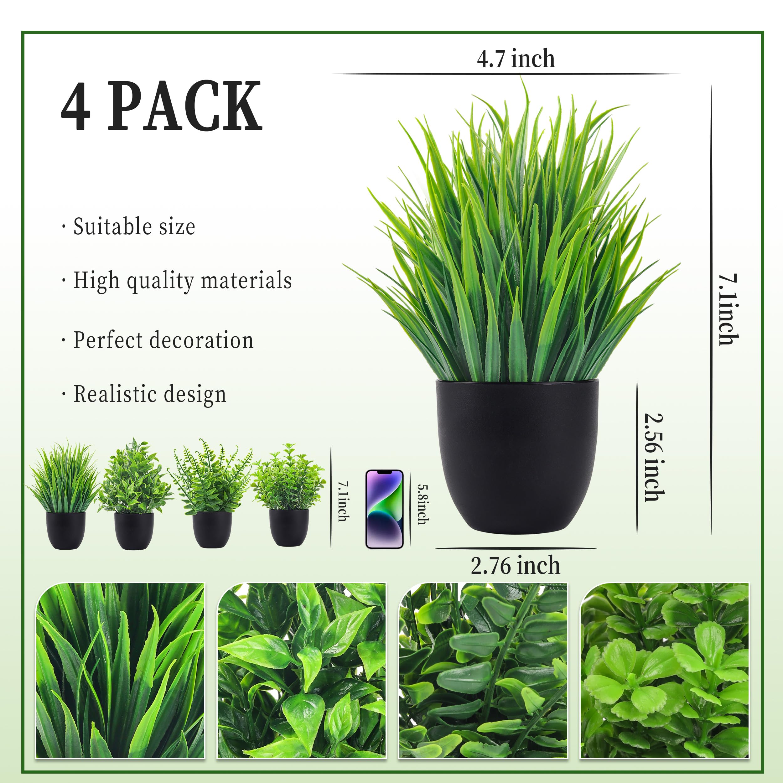 4 Packs Fake Plants Artificial - Bathroom Home Improvement review and price