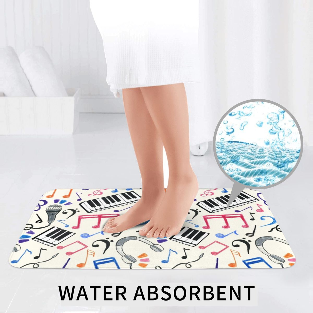 Good Beats - Music Notes & Sym - Home Goods Bathroom Rugs review and price