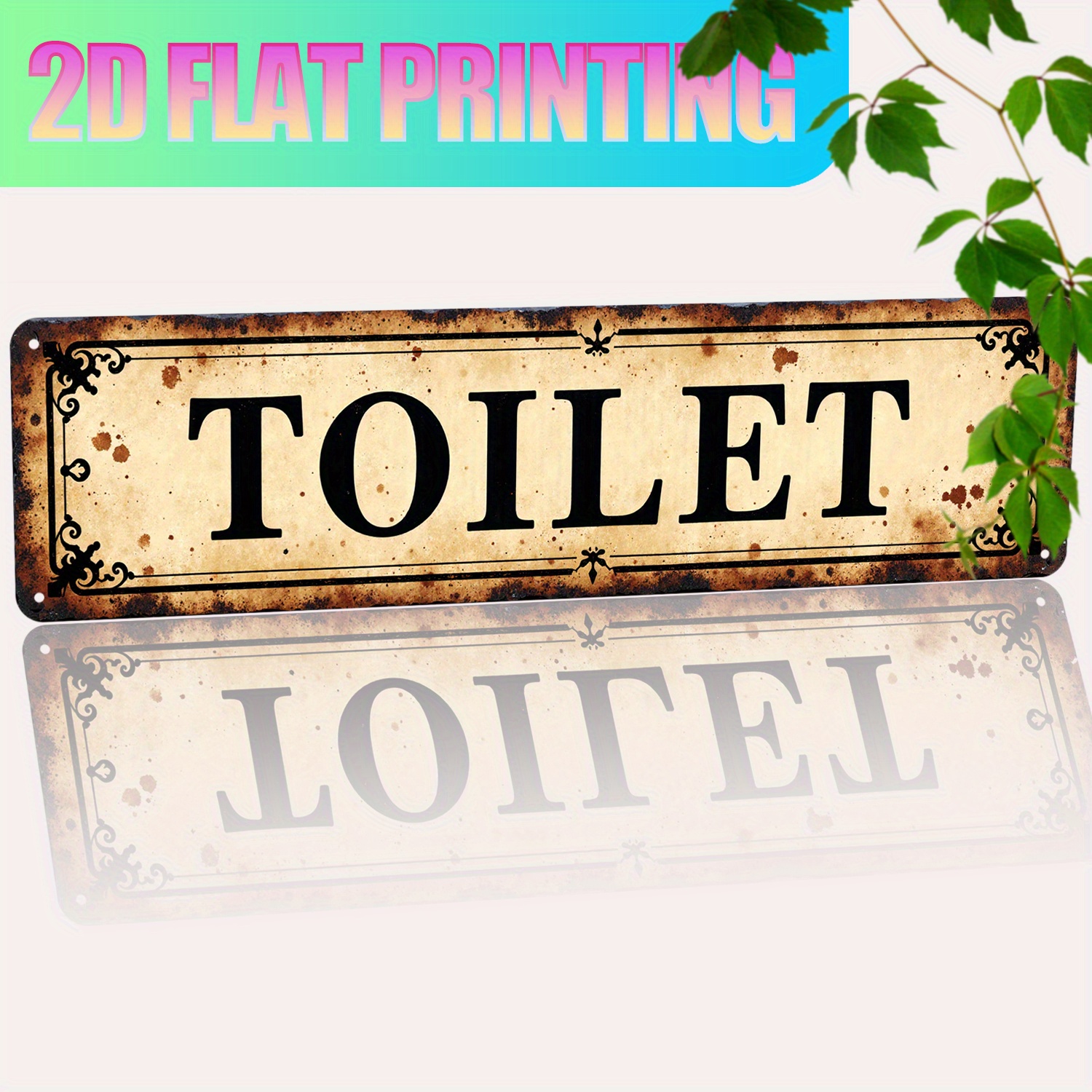 2D Flat, Vintage Aluminum Wall - Home Bathroom Toilet review and price