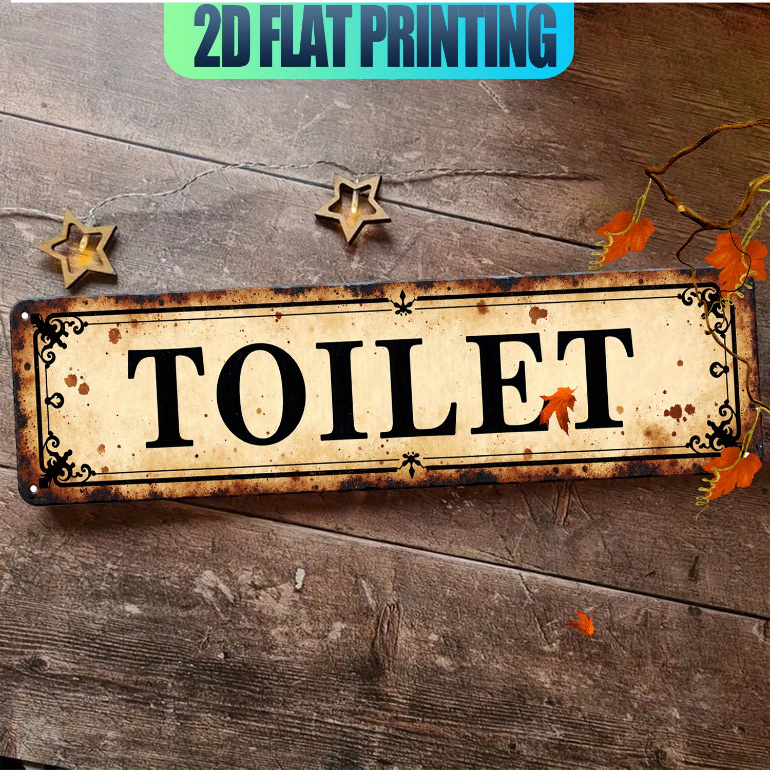 2D Flat, Vintage Aluminum Wall - Home Bathroom Toilet review and price