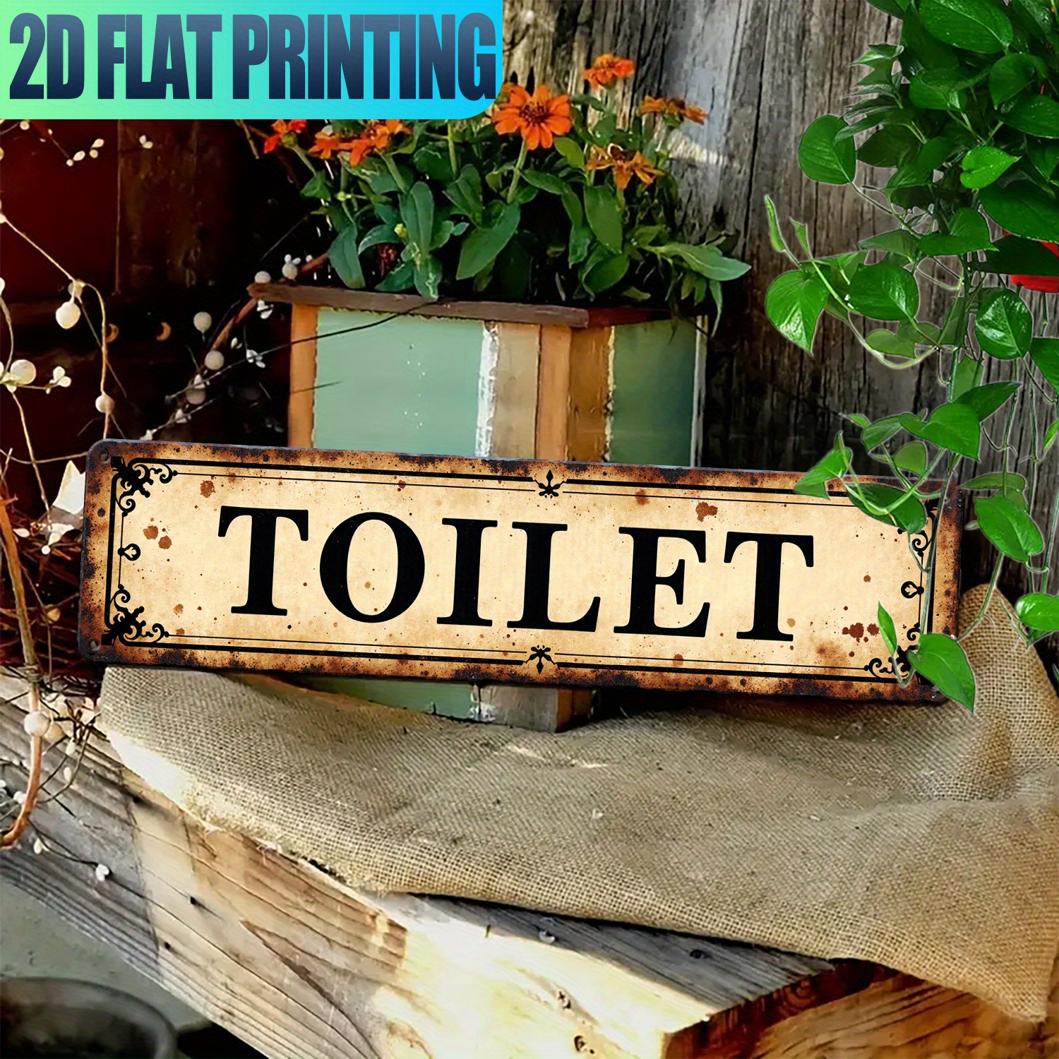 2D Flat, Vintage Aluminum Wall - Home Bathroom Toilet review and price