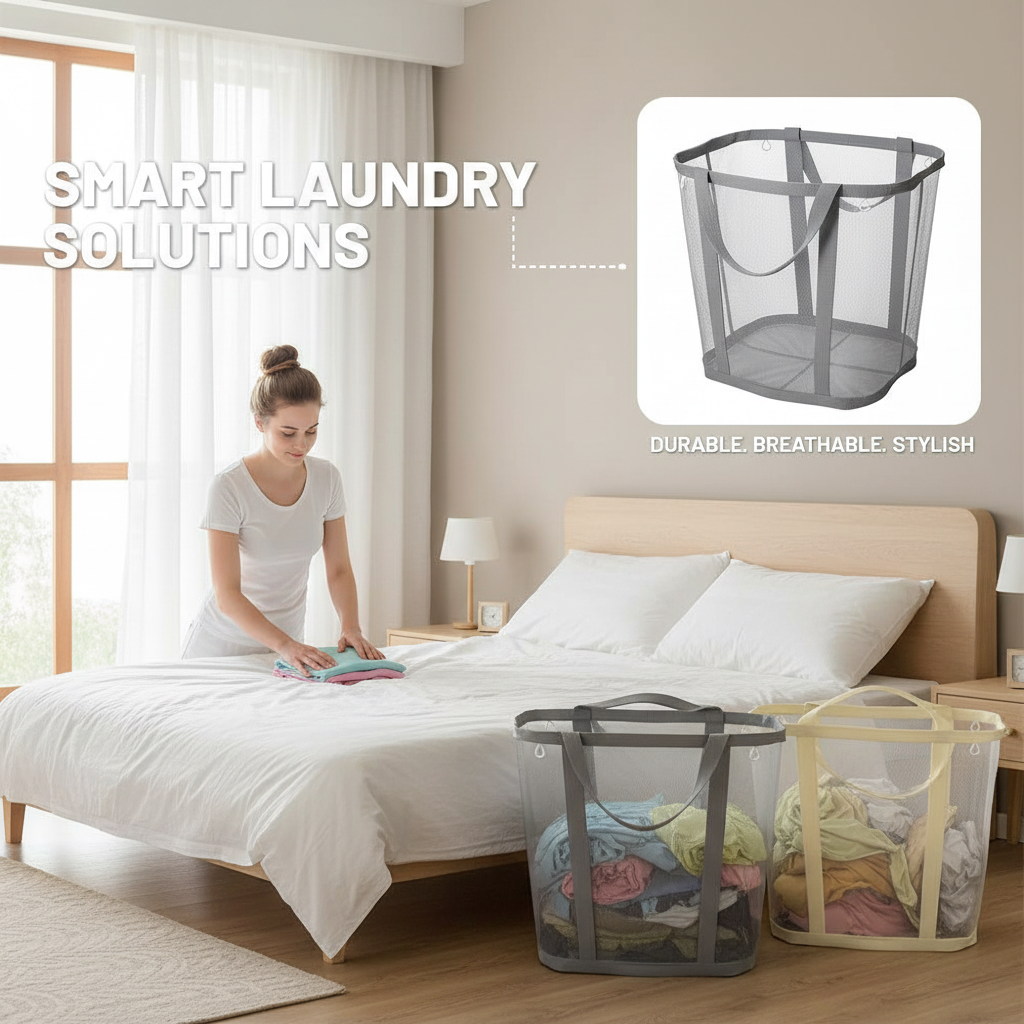 Foldable Mesh Dirty Clothes Ba - Home Goods Bathroom Storage review and price