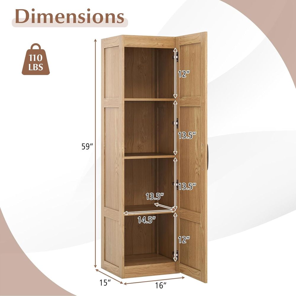 Oak Tall Slimline Bathroom Cab - Home Essentials Bathroom Cabinet review and price