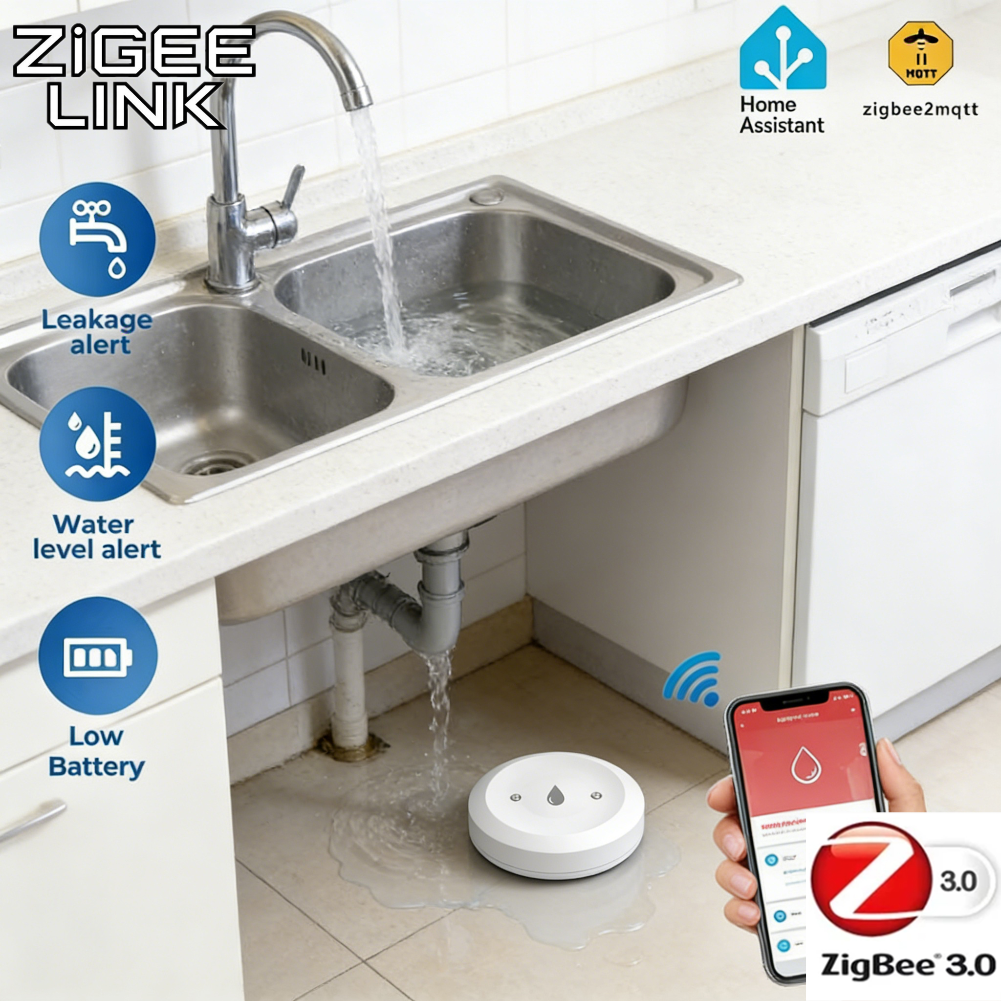 Tuya ZigBee 3.0 Water Leak Det - Bathroom Home Improvement review and price