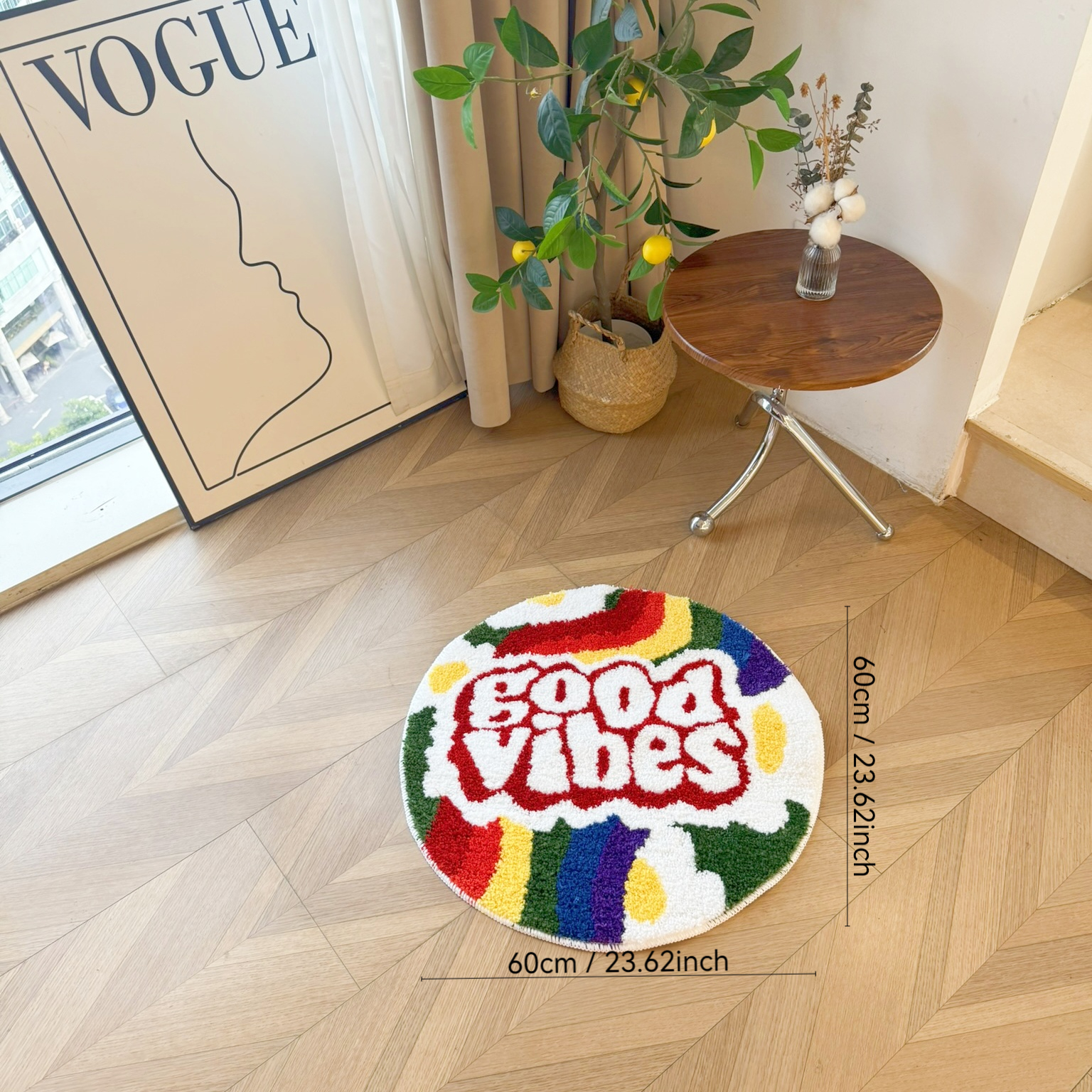 Good Vibes Rainbow Tufted Rug, - Home Goods Bathroom Rugs review and price