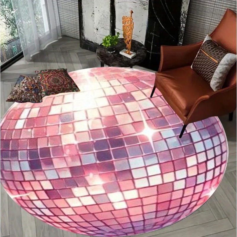 Colorful Square Pattern Round  - Home Goods Bathroom Rugs review and price