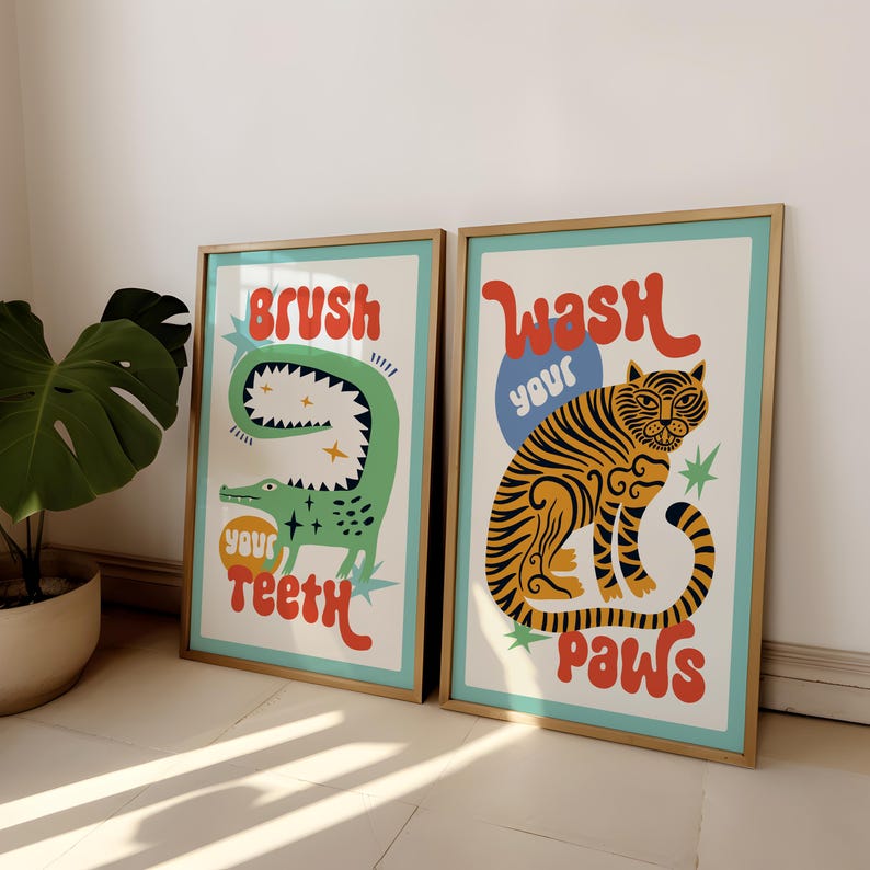 2pcs/set Tiger Wash Your Paws  - Home Bathroom Set review and price